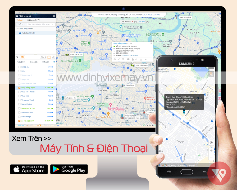 App định vị xe máy của VietTrack