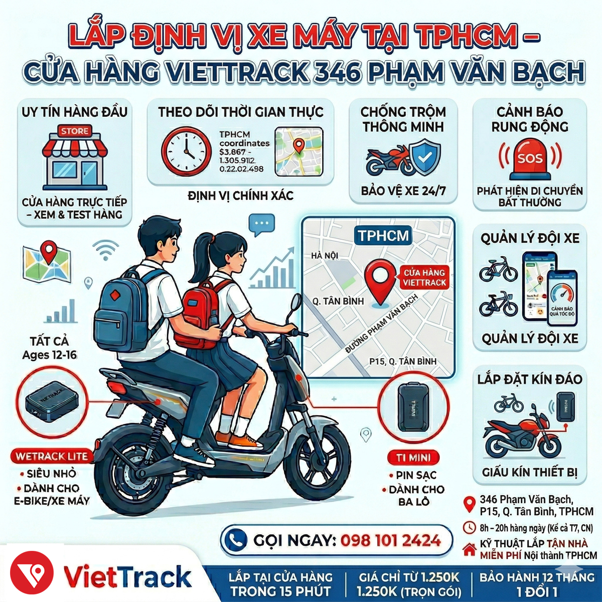 Lắp Định Vị Xe Máy Tại TPHCM – Cửa Hàng VietTrack 346 Phạm Văn Bạch