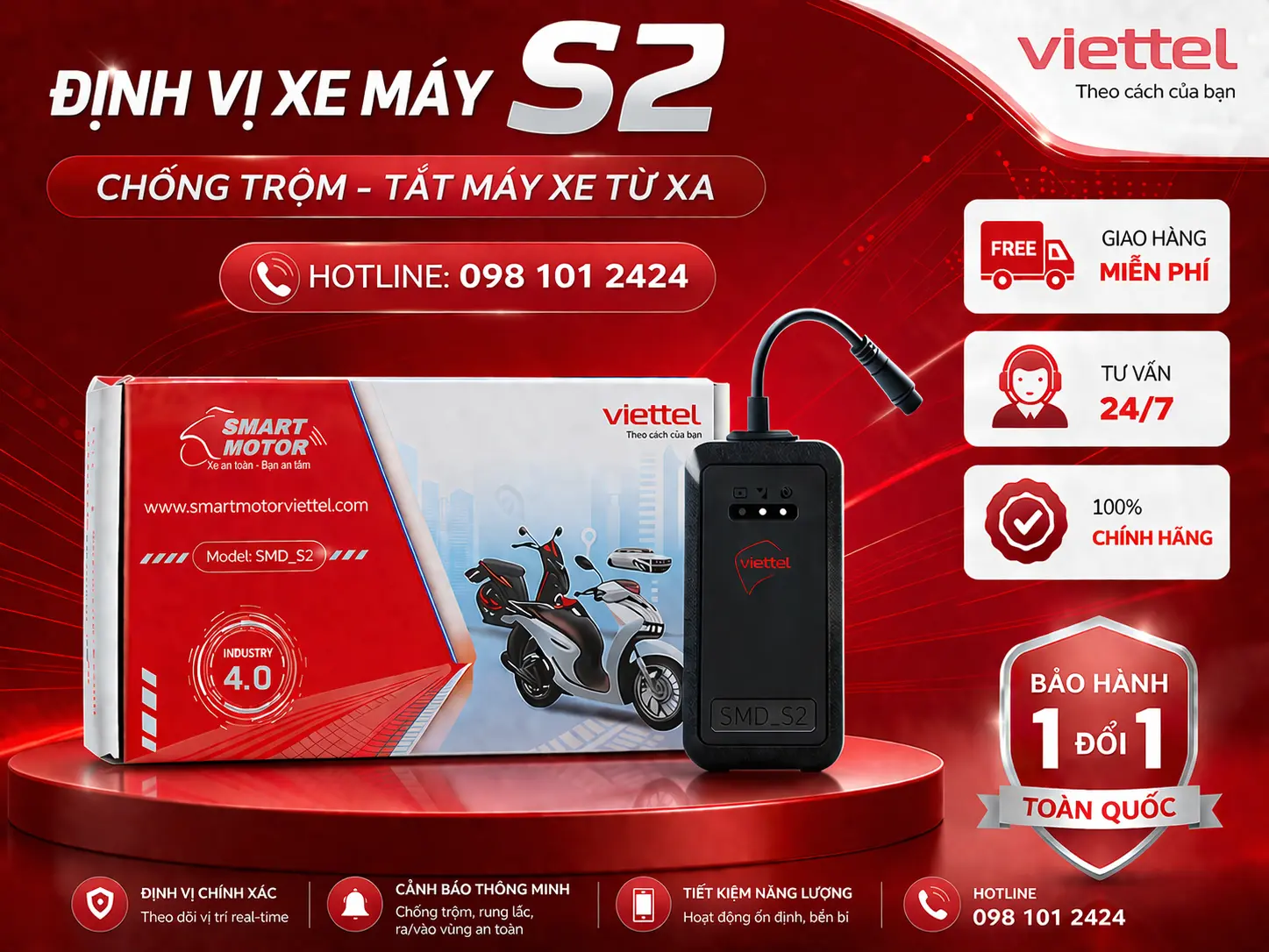 Viettel Smart Motor S2 định vị và chống trộm xe máy