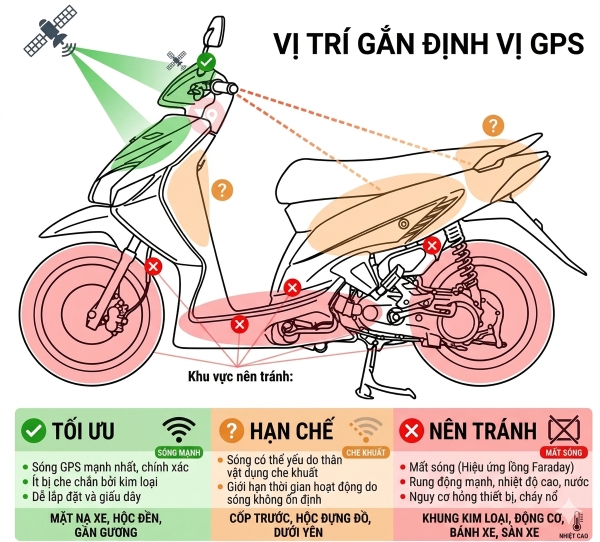 Gắn Định Vị Xe Máy Ở Đâu Bí Mật &amp; Khó Phát Hiện Nhất? [Hướng Dẫn 2026]