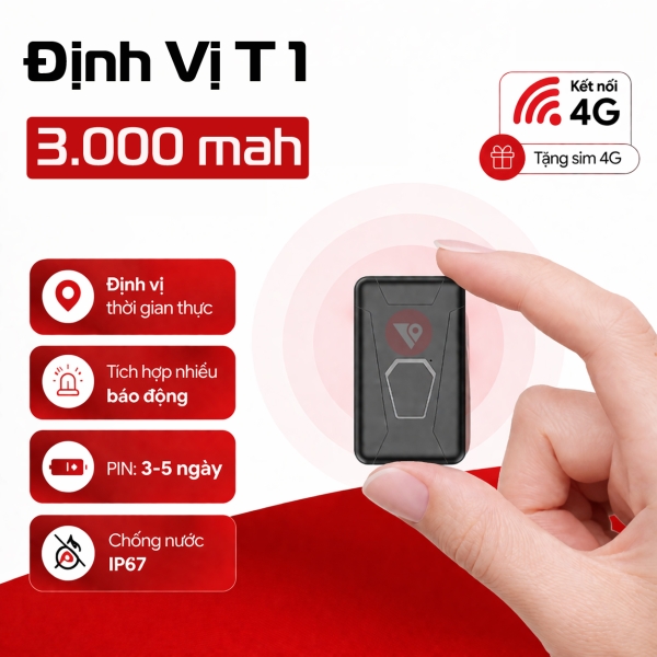Định Vị Không Dây T1 Mini – Siêu Nhỏ Bằng Hộp Diêm, PIN 3-5 Ngày